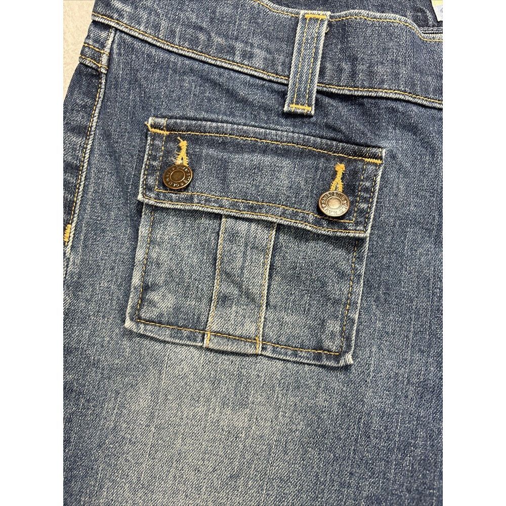 VTG OLD NAVY Jeans Womens 16 Stretch Flare Bootcut Flap Pockets Denim Faded Blue - Picture 3 of 15
